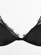 Silk blend top with lace detail