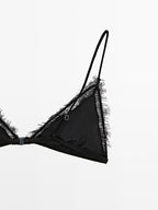 Silk blend top with lace detail