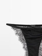 Silk blend briefs with lace detail