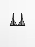 Semi-sheer mesh triangle bralette