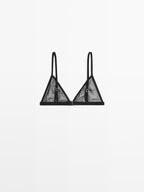 Semi-sheer mesh triangle bralette