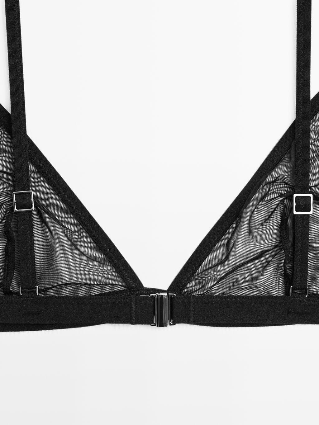 Semi-sheer mesh triangle bralette