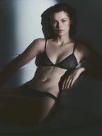 Semi-sheer mesh triangle bralette