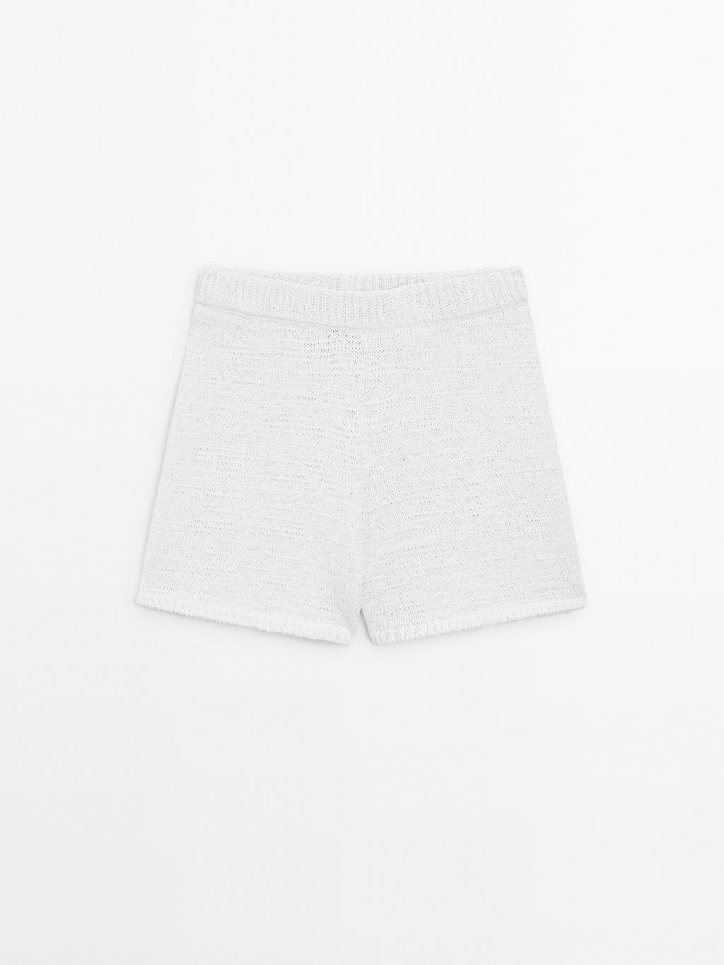 Cotton blend knit shorts