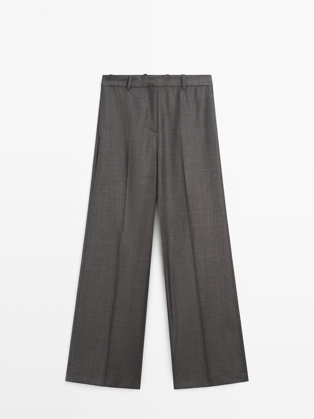 100% wool wide-leg suit trousers