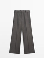 100% wool wide-leg suit trousers