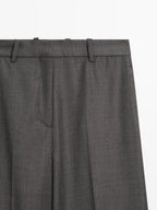 100% wool wide-leg suit trousers