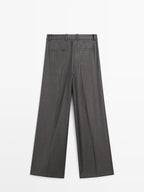 100% wool wide-leg suit trousers
