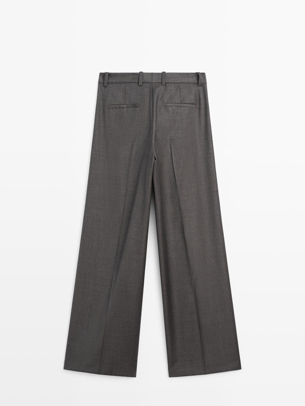100% wool wide-leg suit trousers