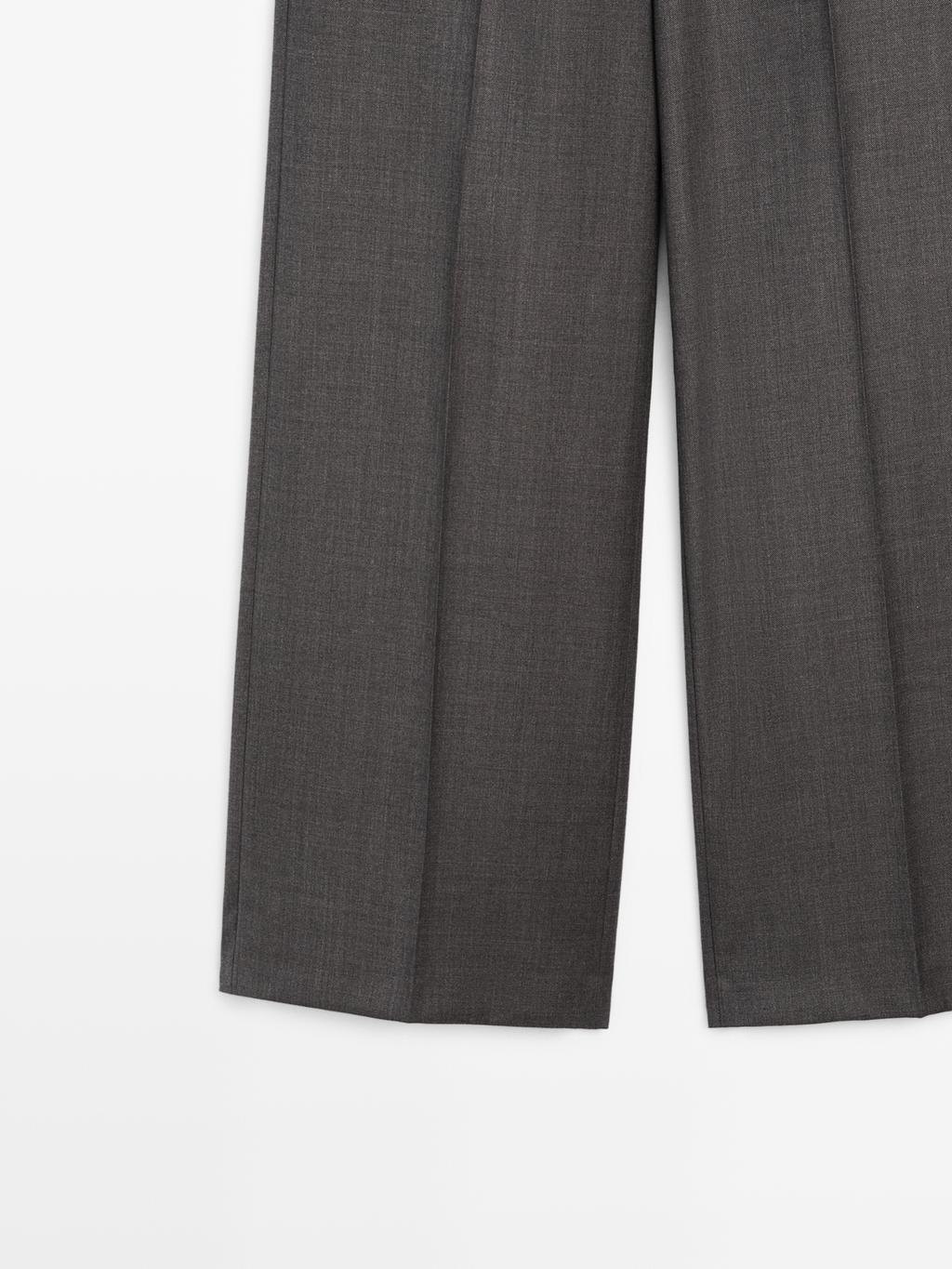 100% wool wide-leg suit trousers