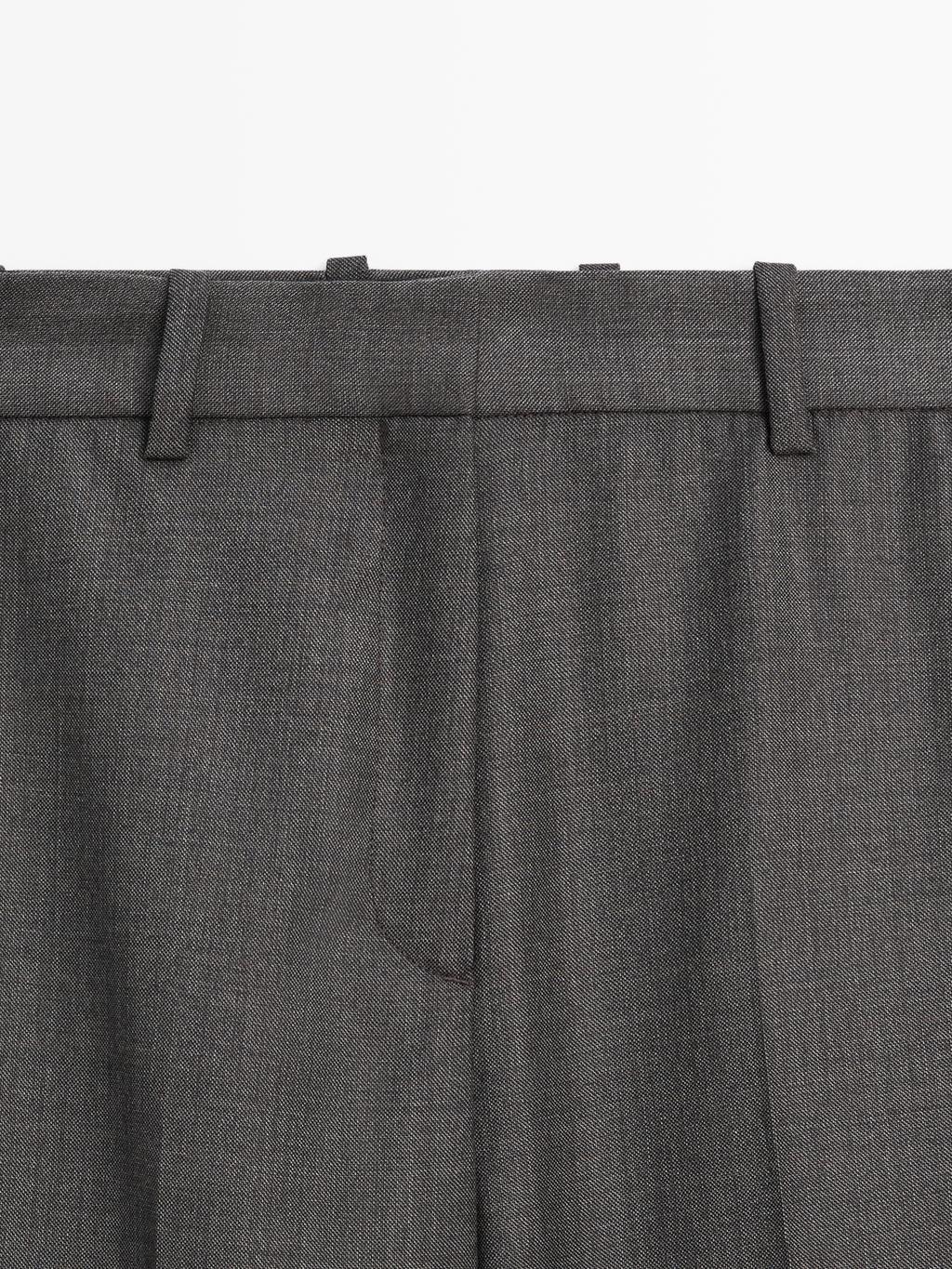 100% wool wide-leg suit trousers