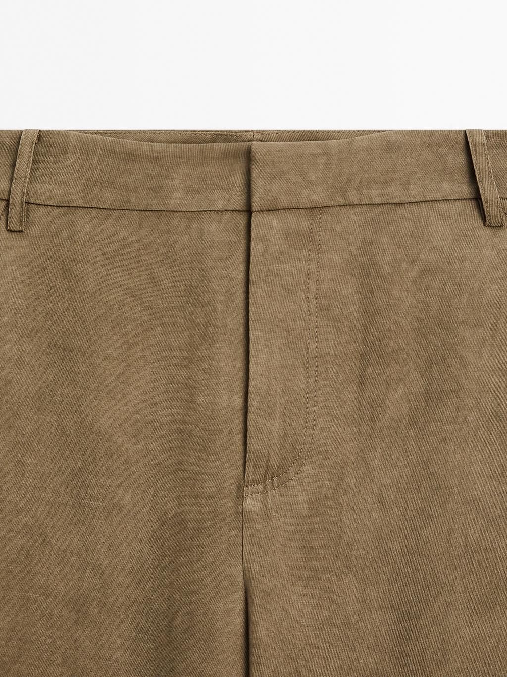 Flowing high-waist barrel fit trousers