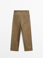 Flowing high-waist barrel fit trousers