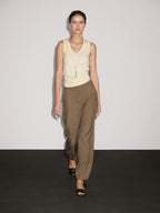 Flowing high-waist barrel fit trousers