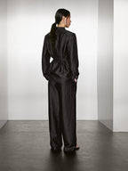 Linen blend palazzo trousers with darts