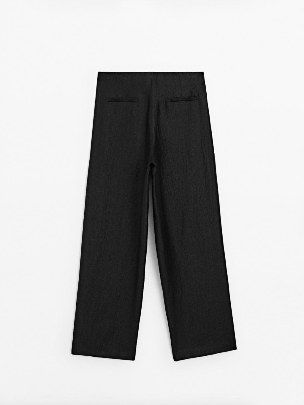 Linen blend palazzo trousers with darts