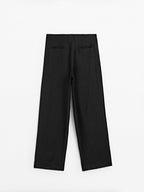 Linen blend palazzo trousers with darts