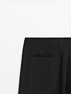 Linen blend palazzo trousers with darts