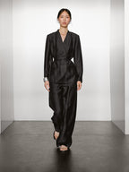 Linen blend palazzo trousers with darts