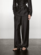 Linen blend palazzo trousers with darts