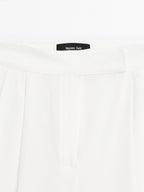 Linen blend darted palazzo trousers