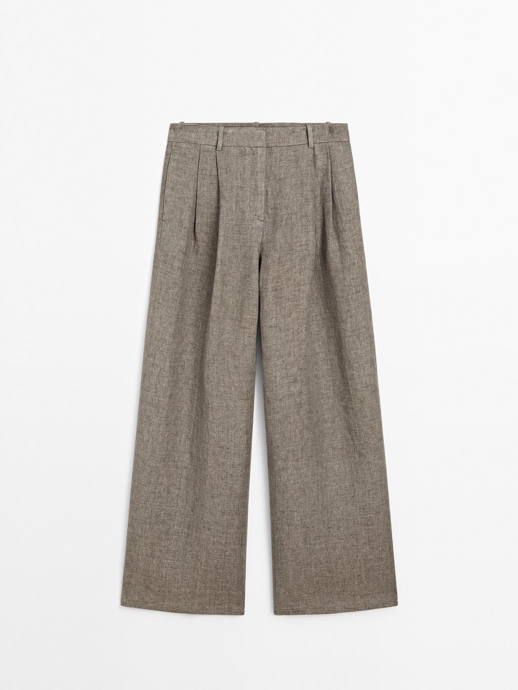 100% linen trousers with double darts