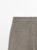 100% linen trousers with double darts