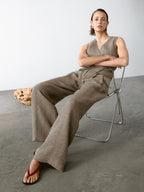 100% linen trousers with double darts