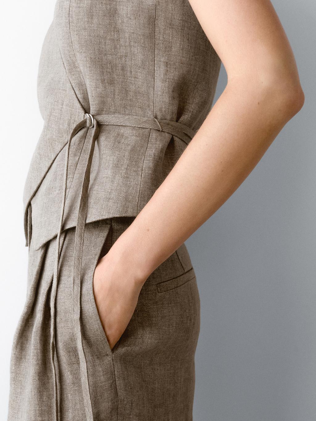 100% linen trousers with double darts