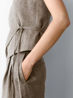 100% linen trousers with double darts