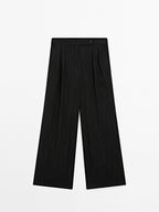 Darted trousers with stripe print detail