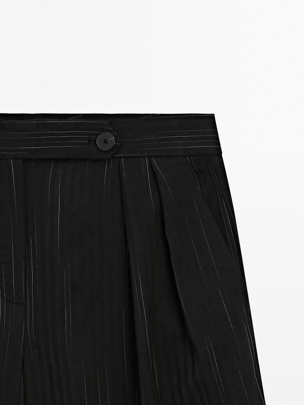 Darted trousers with stripe print detail