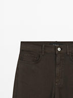 Cotton blend straight-leg cropped trousers