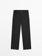 100% wool boyfriend fit trousers