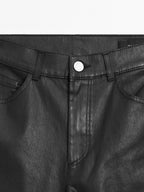 High-waist straight-leg waxed trousers