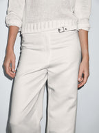 Straight-fit trousers with buckle detail