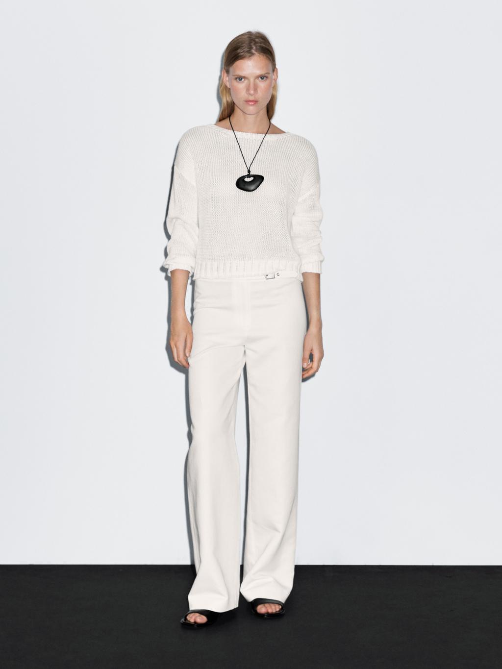 Straight-fit trousers with buckle detail
