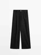 Mid-rise wide-leg pinstripe trousers