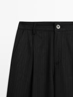 Mid-rise wide-leg pinstripe trousers