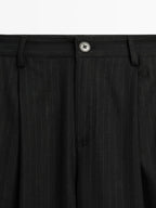 Mid-rise wide-leg pinstripe trousers