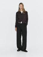 Mid-rise wide-leg pinstripe trousers
