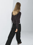 Mid-rise wide-leg pinstripe trousers