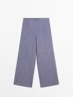 100% linen high-waist trousers