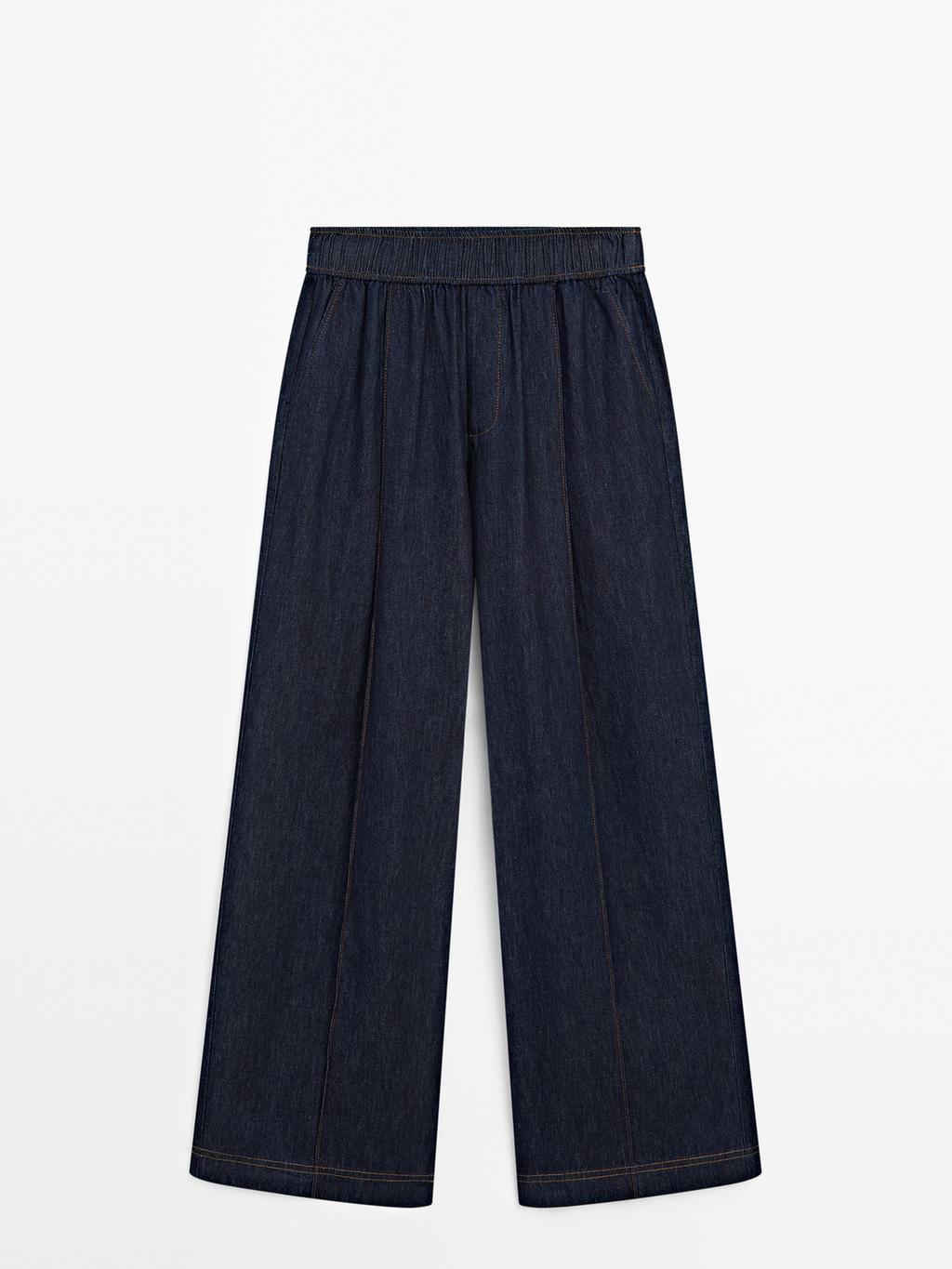 Flowing cotton blend jeans