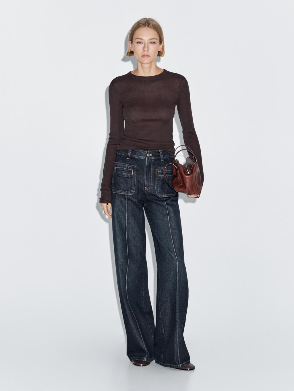 Mid-rise wide-leg jeans