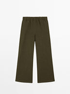 100% linen straight-leg trousers
