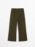 100% linen straight-leg trousers