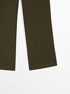 100% linen straight-leg trousers