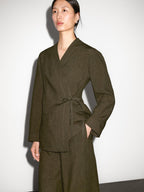 100% linen straight-leg trousers