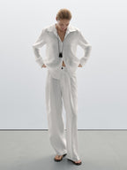 100% linen wide-leg mid-rise trousers